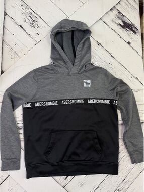 Abercrombie Kids Y2K Colorblock Pullover Hoodie Gray Black Size 15/16
